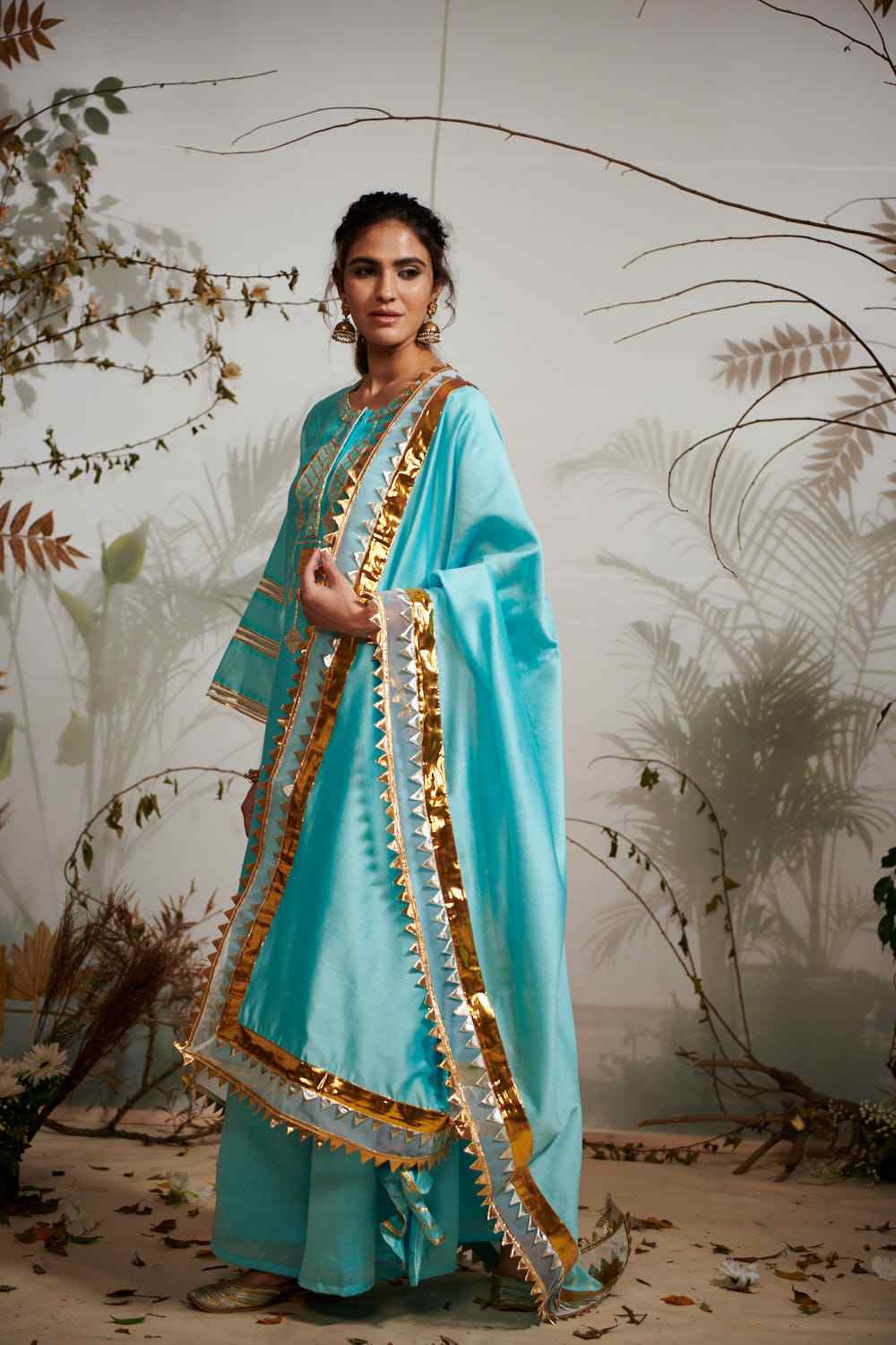 Blue Chanderi Silk Gota Dupatta