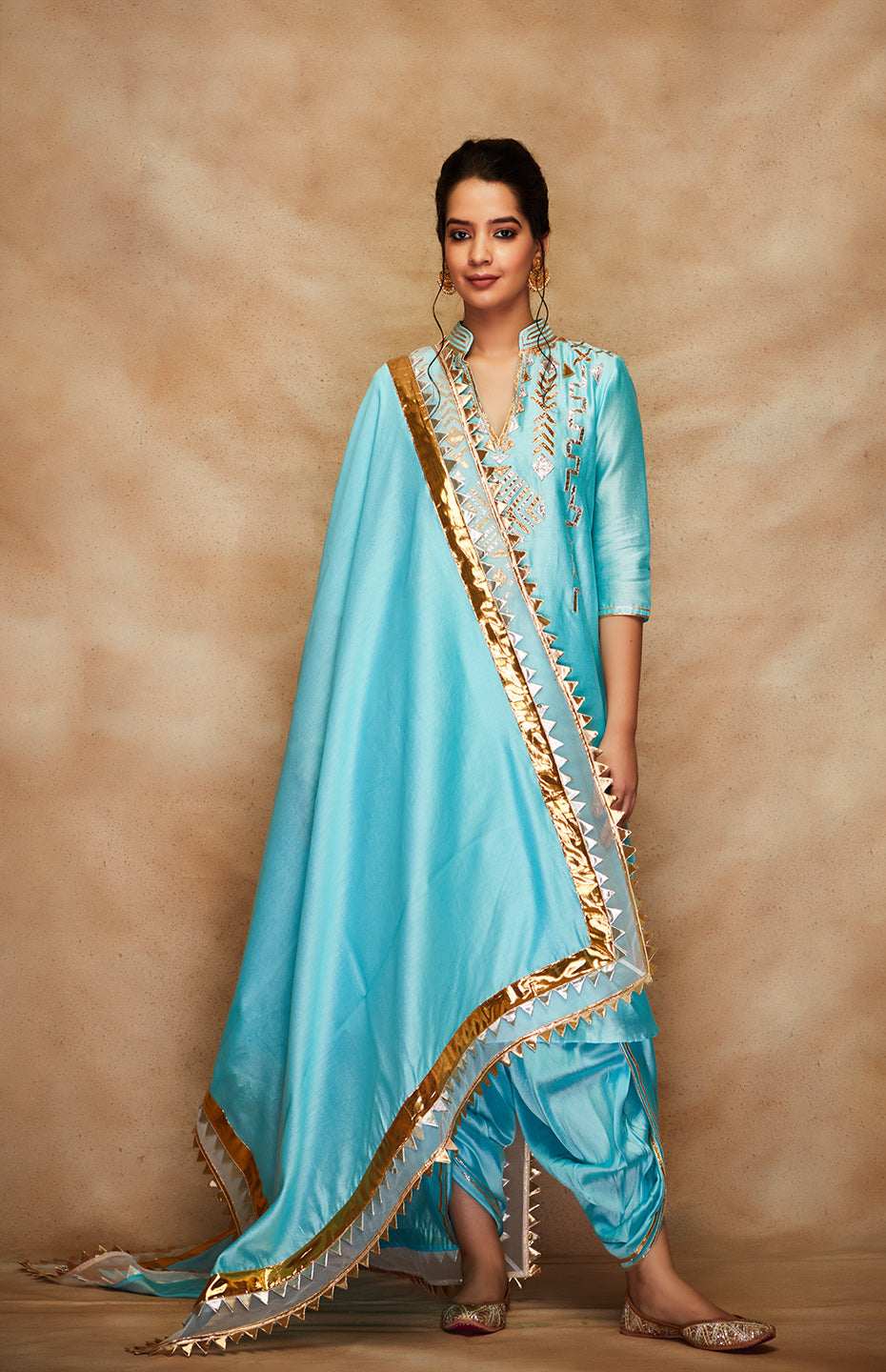 Blue Chanderi Silk Gota Dupatta