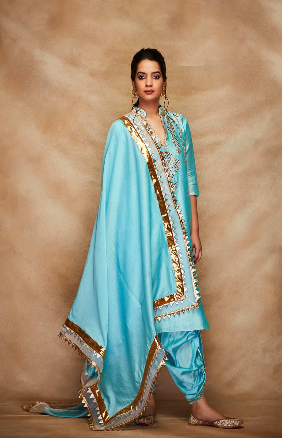 Blue Chanderi Silk Gota Dupatta