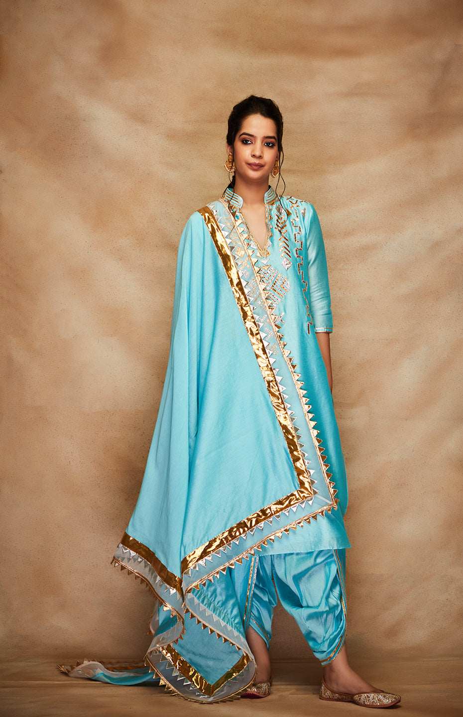 Blue Chanderi Silk Gota Dupatta