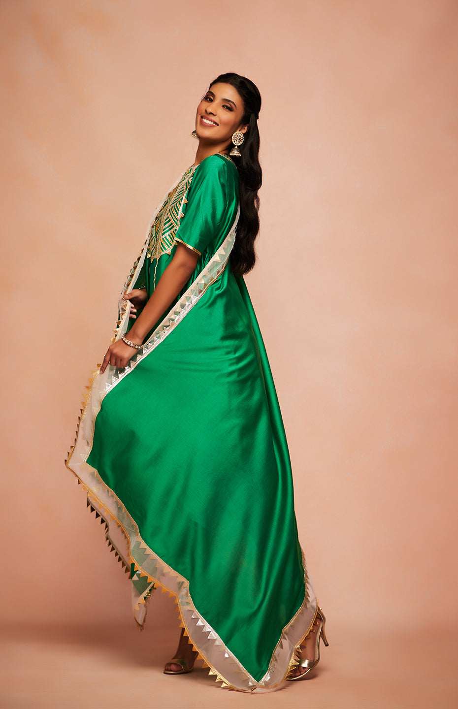 Green Chanderi Silk Gota Dupatta