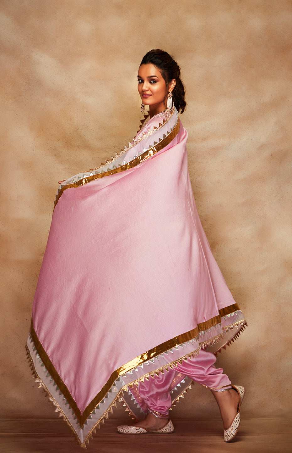 Pink Chanderi Silk Gota Dupatta