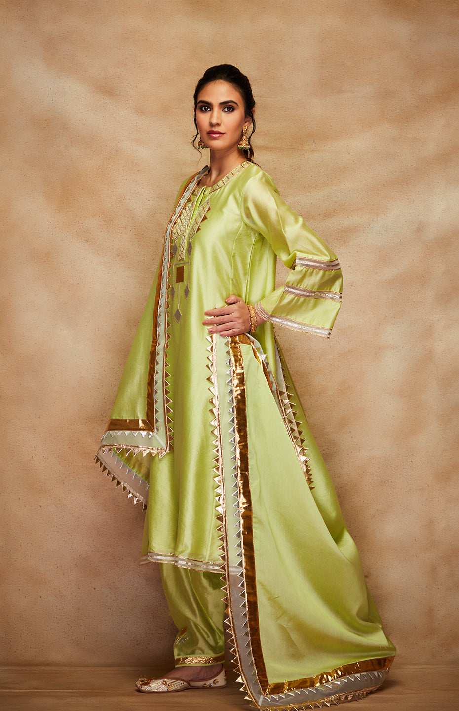 Pista Green Chanderi Silk Gota Dupatta