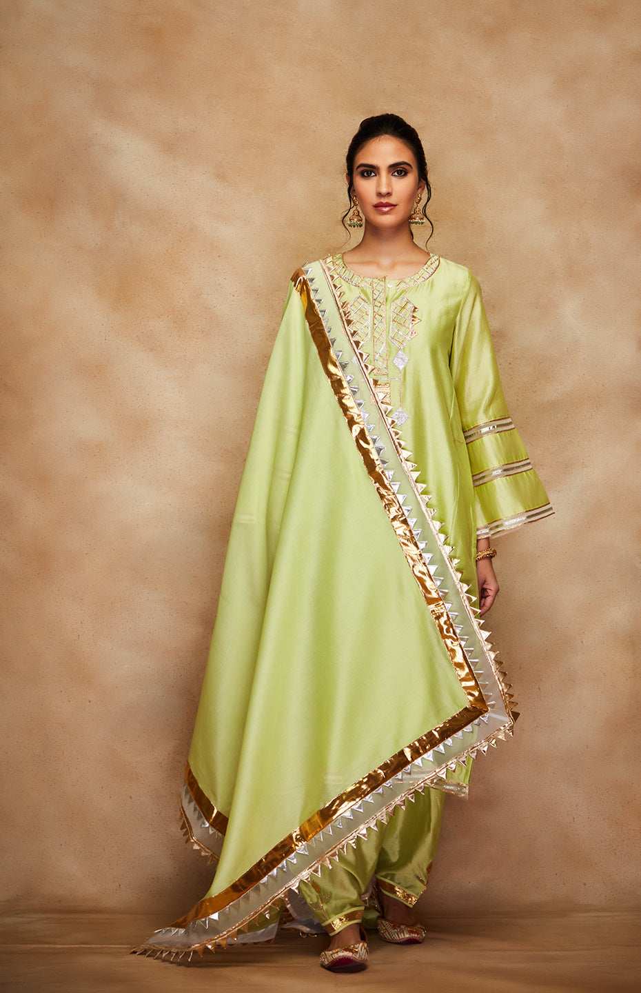 Pista Green Chanderi Silk Gota Dupatta