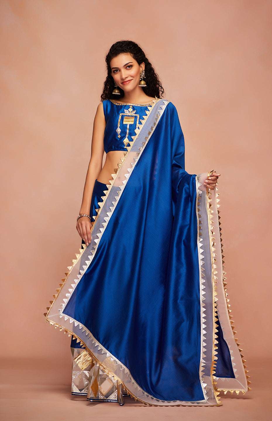 Royal Blue Chanderi Silk Gota Dupatta