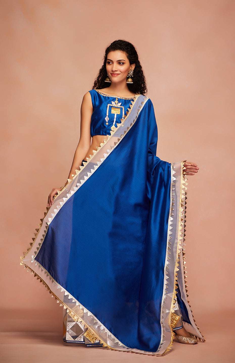 Royal Blue Chanderi Silk Gota Dupatta