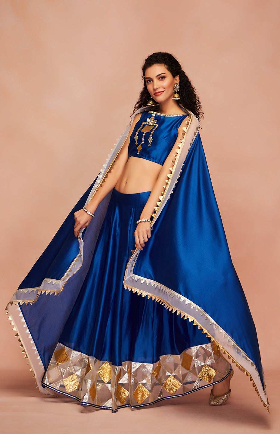 Royal Blue Chanderi Silk Gota Dupatta