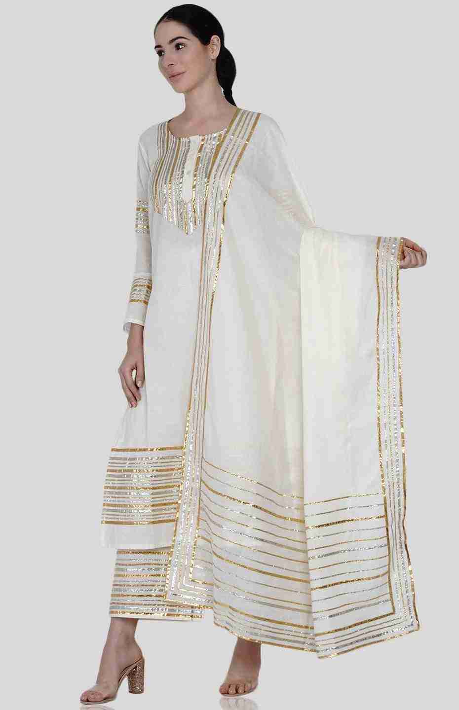 Off White Barcode Dupatta