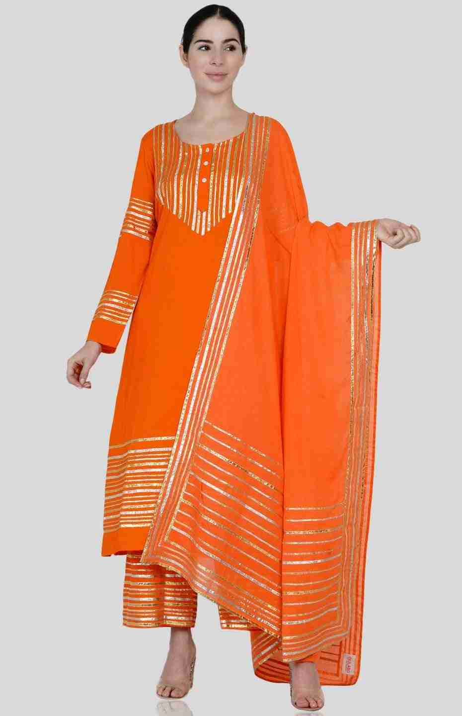 Orange Barcode Dupatta