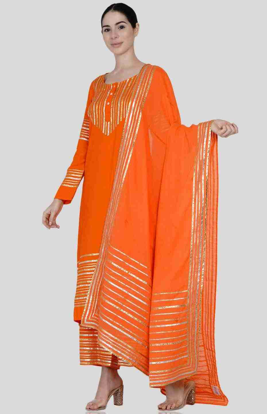 Orange Barcode Dupatta