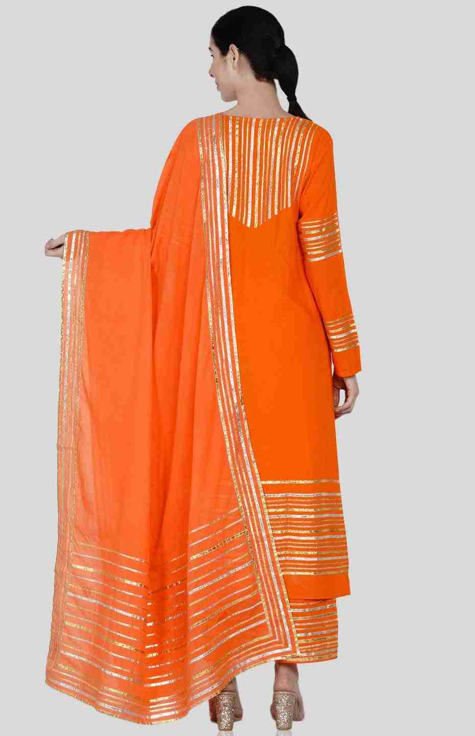 Orange Barcode Dupatta