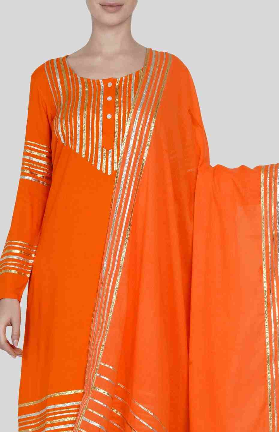 Orange Barcode Dupatta