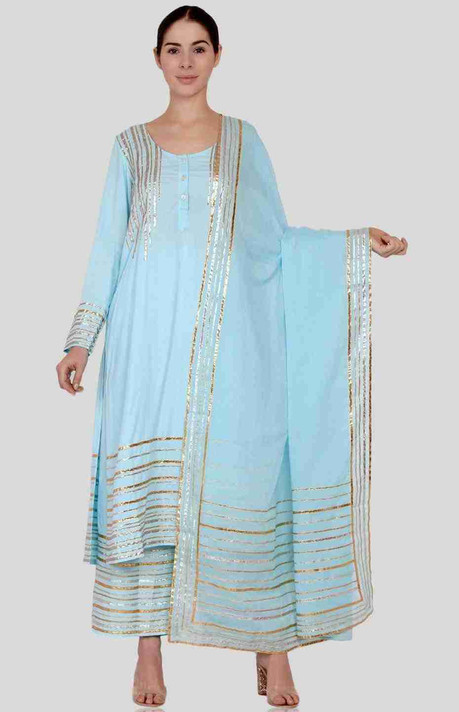 Pastel Blue Barcode Dupatta