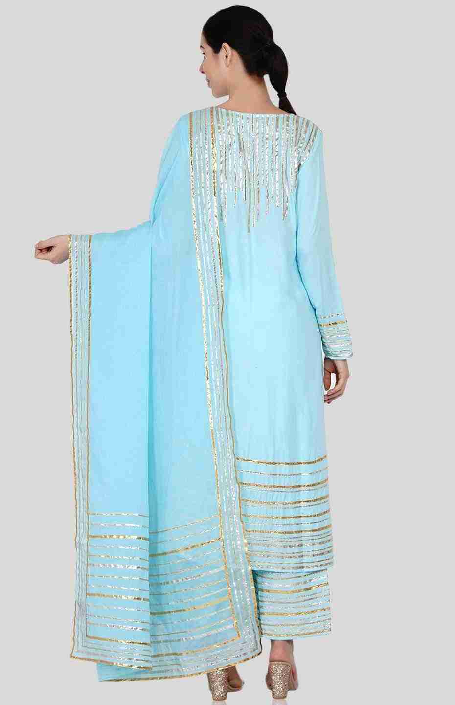 Pastel Blue Barcode Dupatta