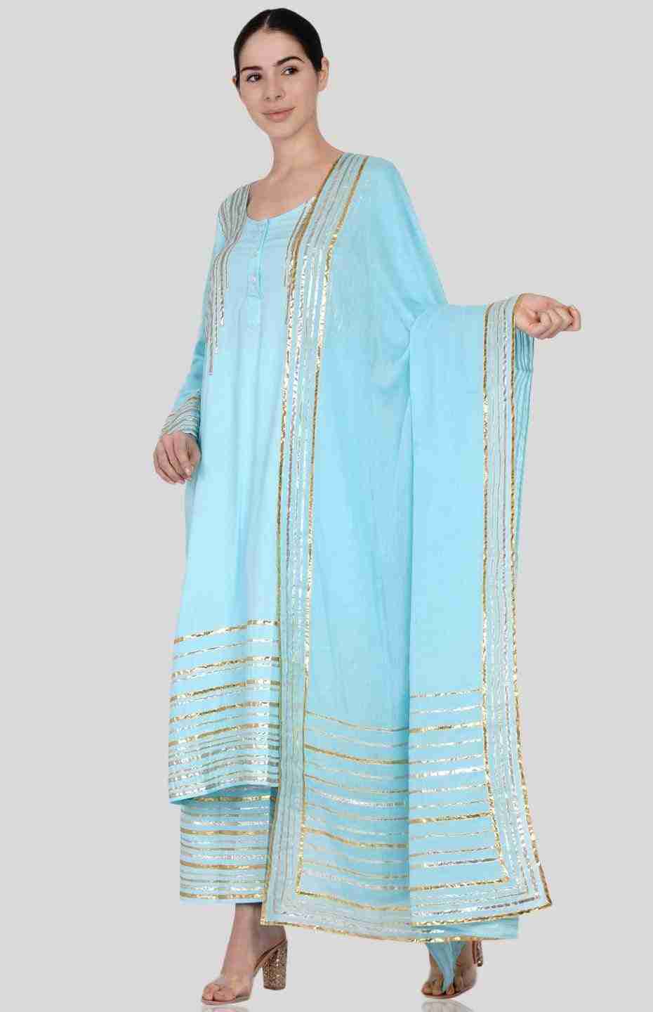Pastel Blue Barcode Dupatta