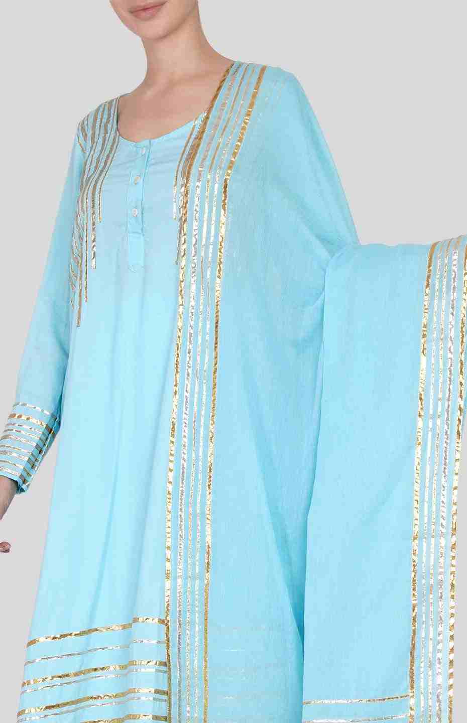 Pastel Blue Barcode Dupatta