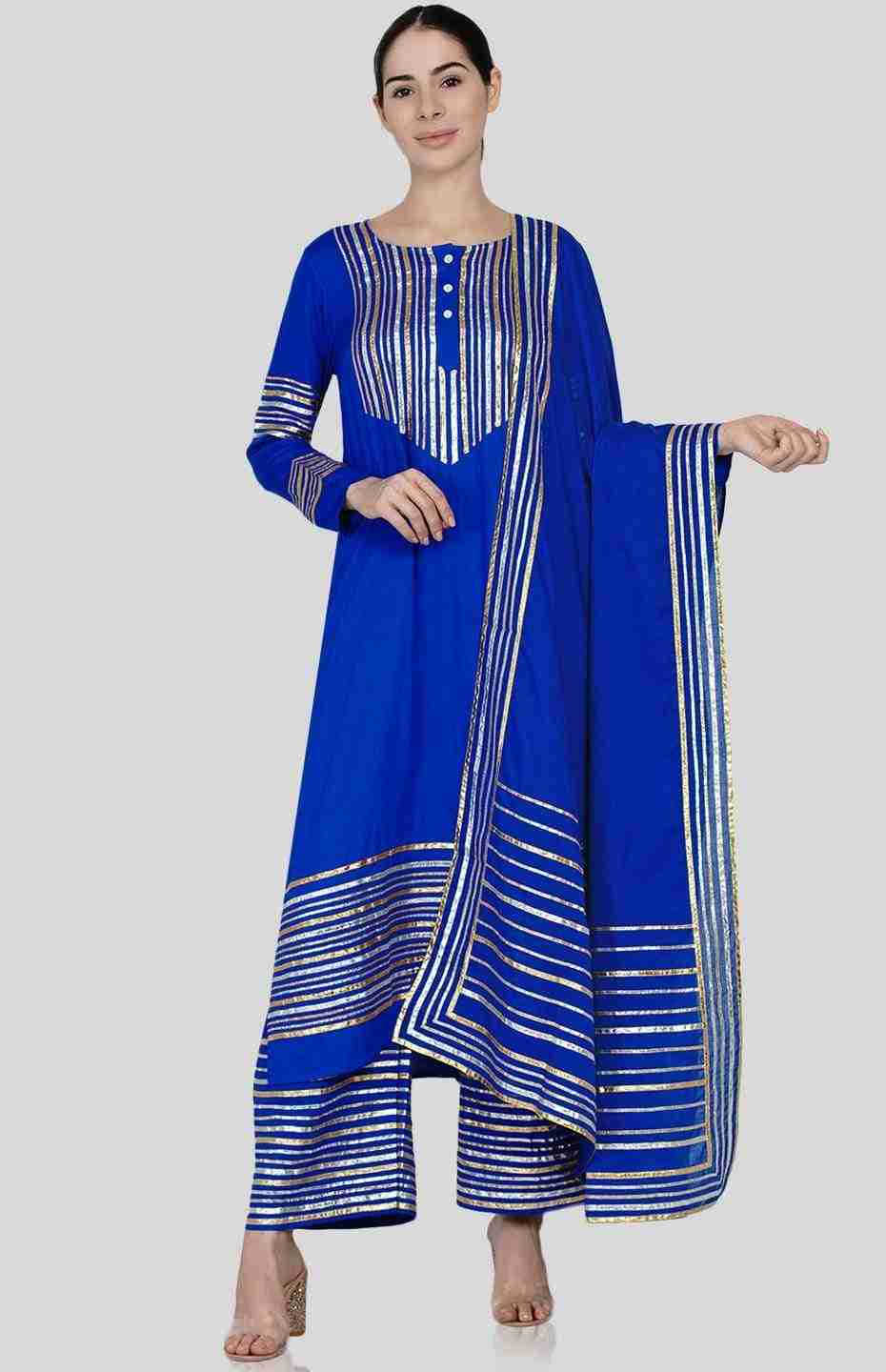 Royal Blue Barcode Dupatta