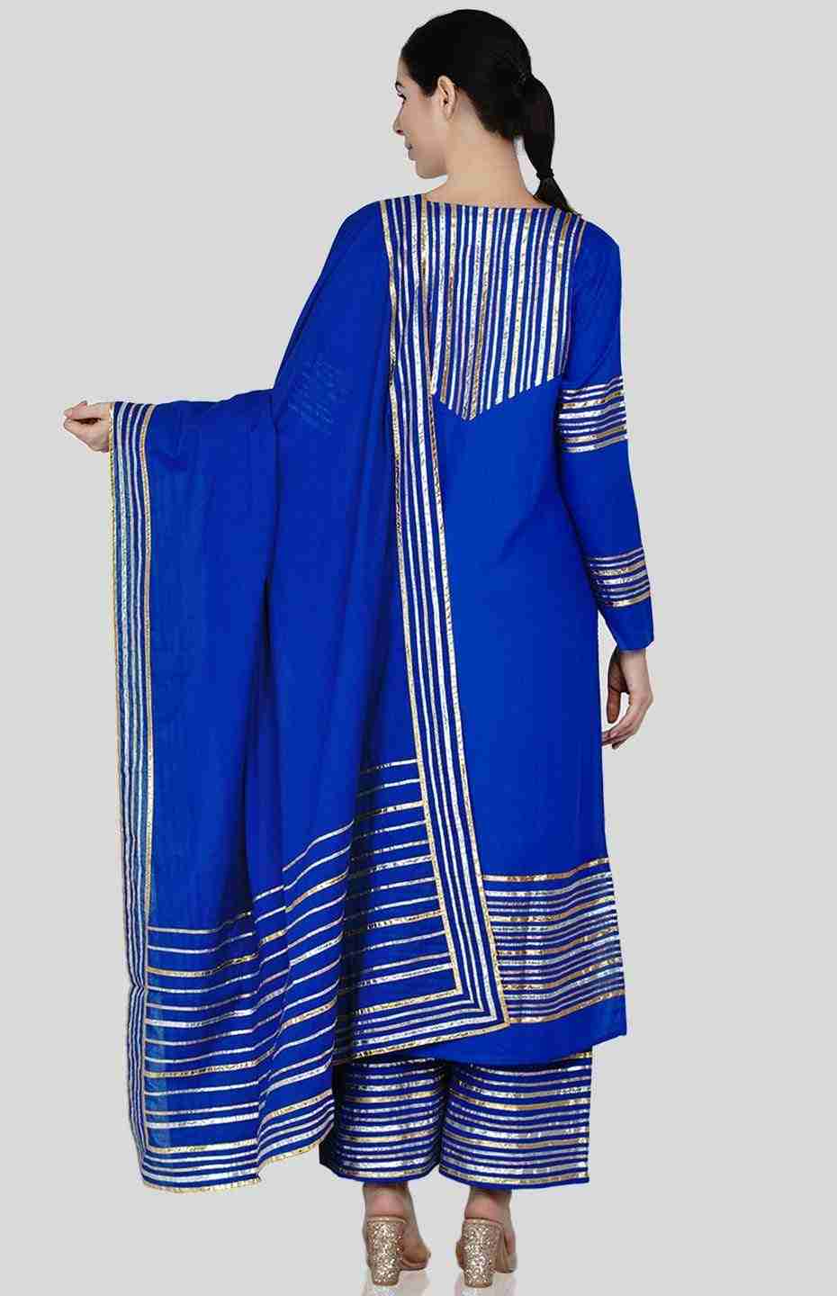 Royal Blue Barcode Dupatta