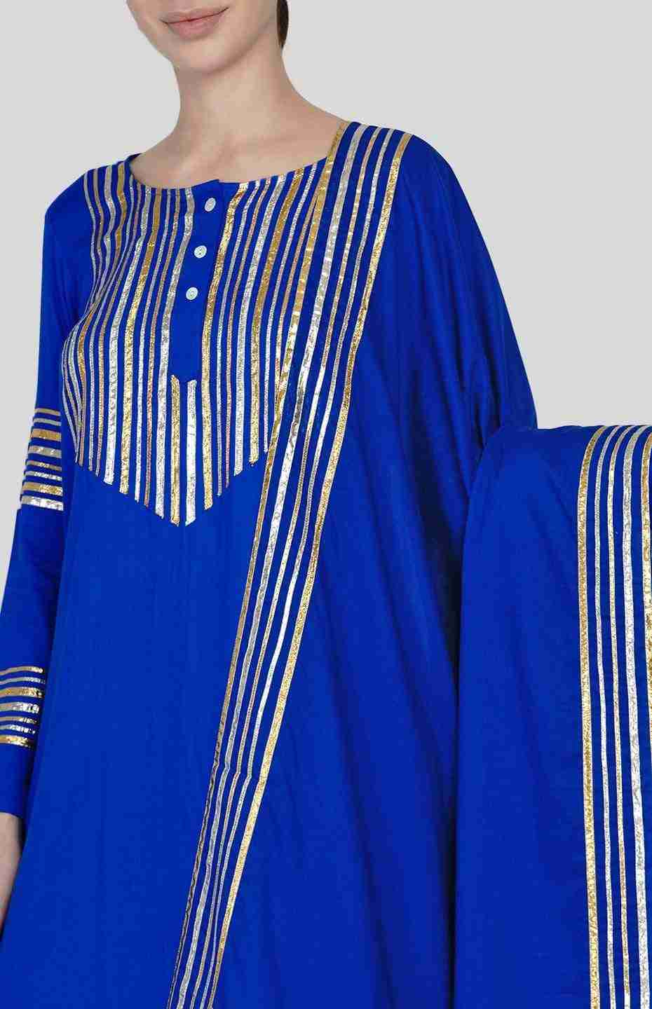 Royal Blue Barcode Dupatta