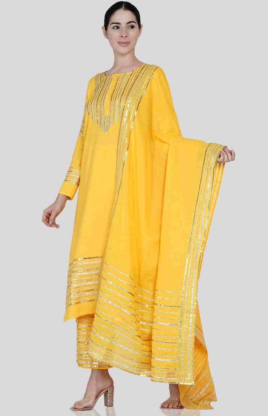 Yellow Barcode Dupatta