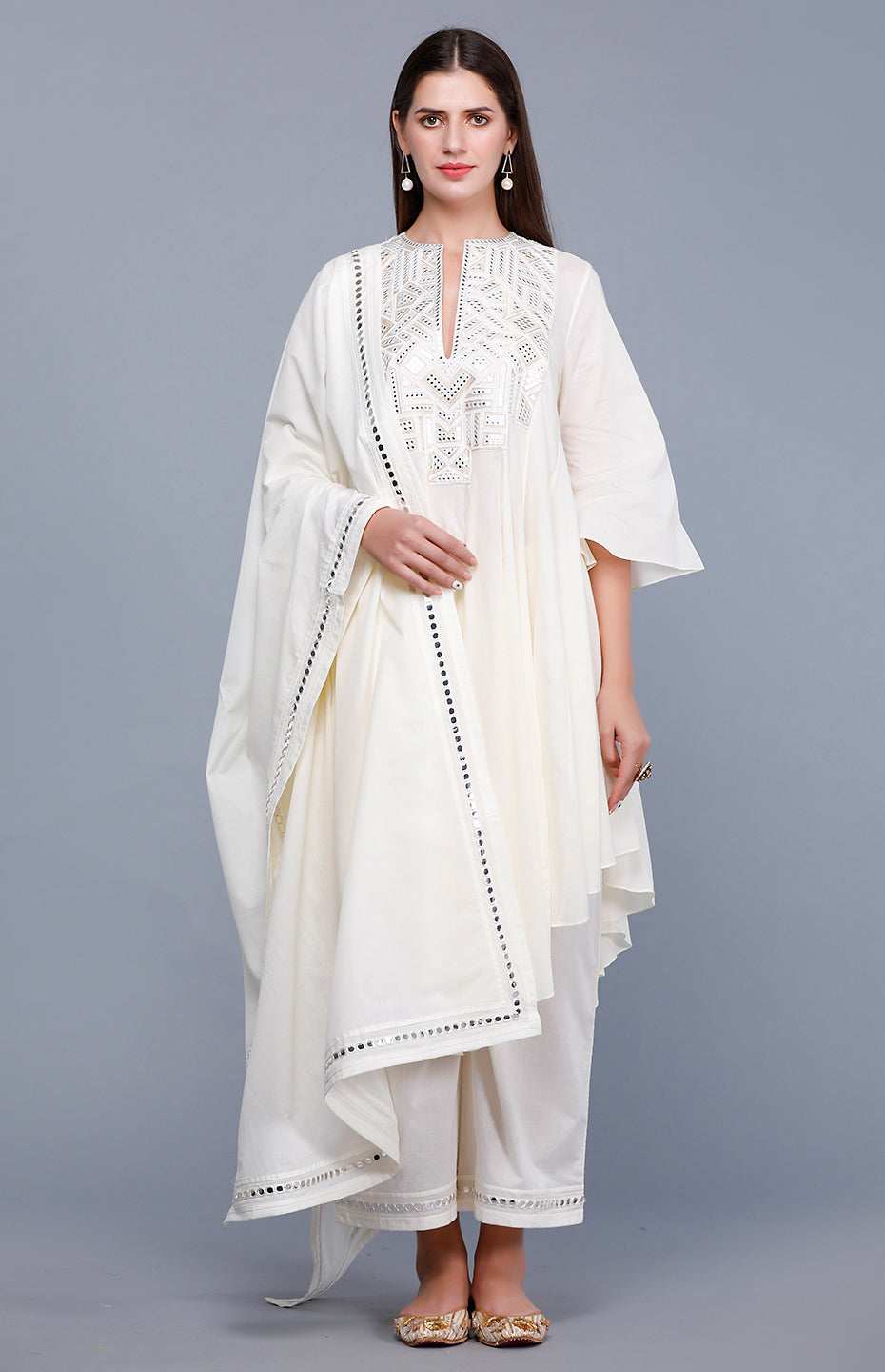 Off White Mirror Dupatta