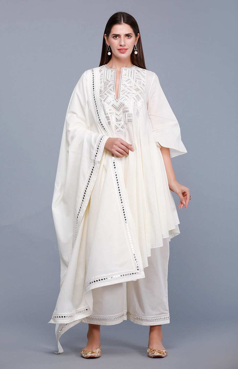 Off White Mirror Dupatta
