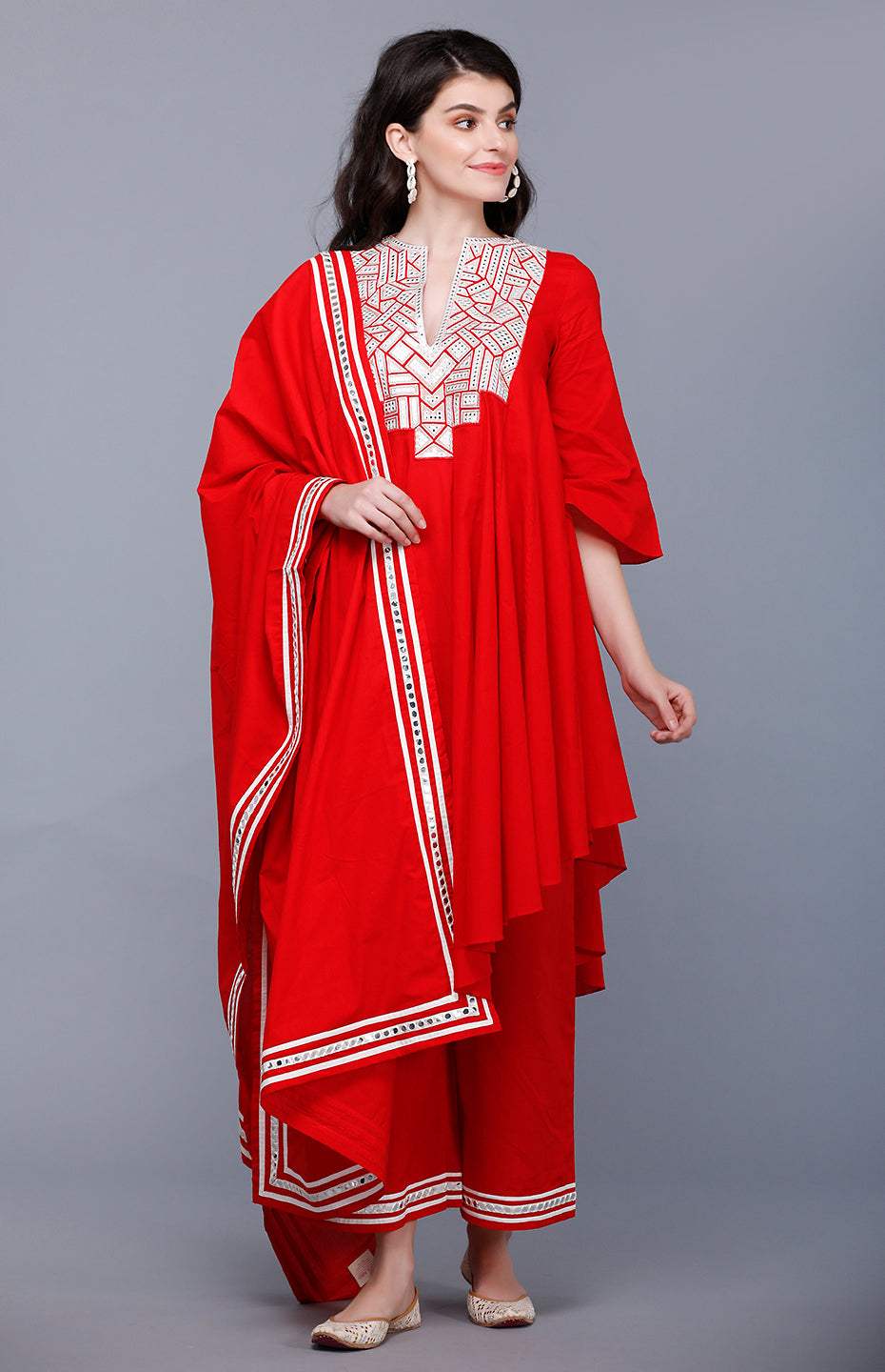Red Mirror Dupatta