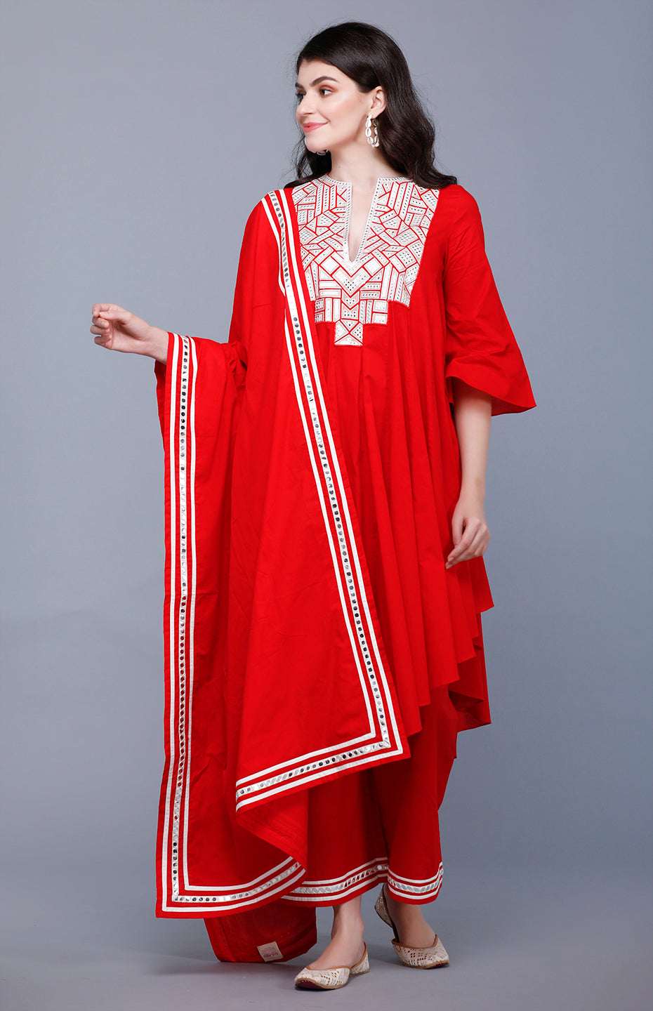 Red Mirror Dupatta