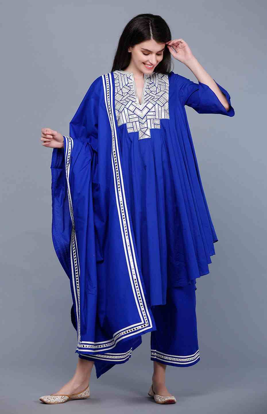 Royal Blue Mirror Dupatta