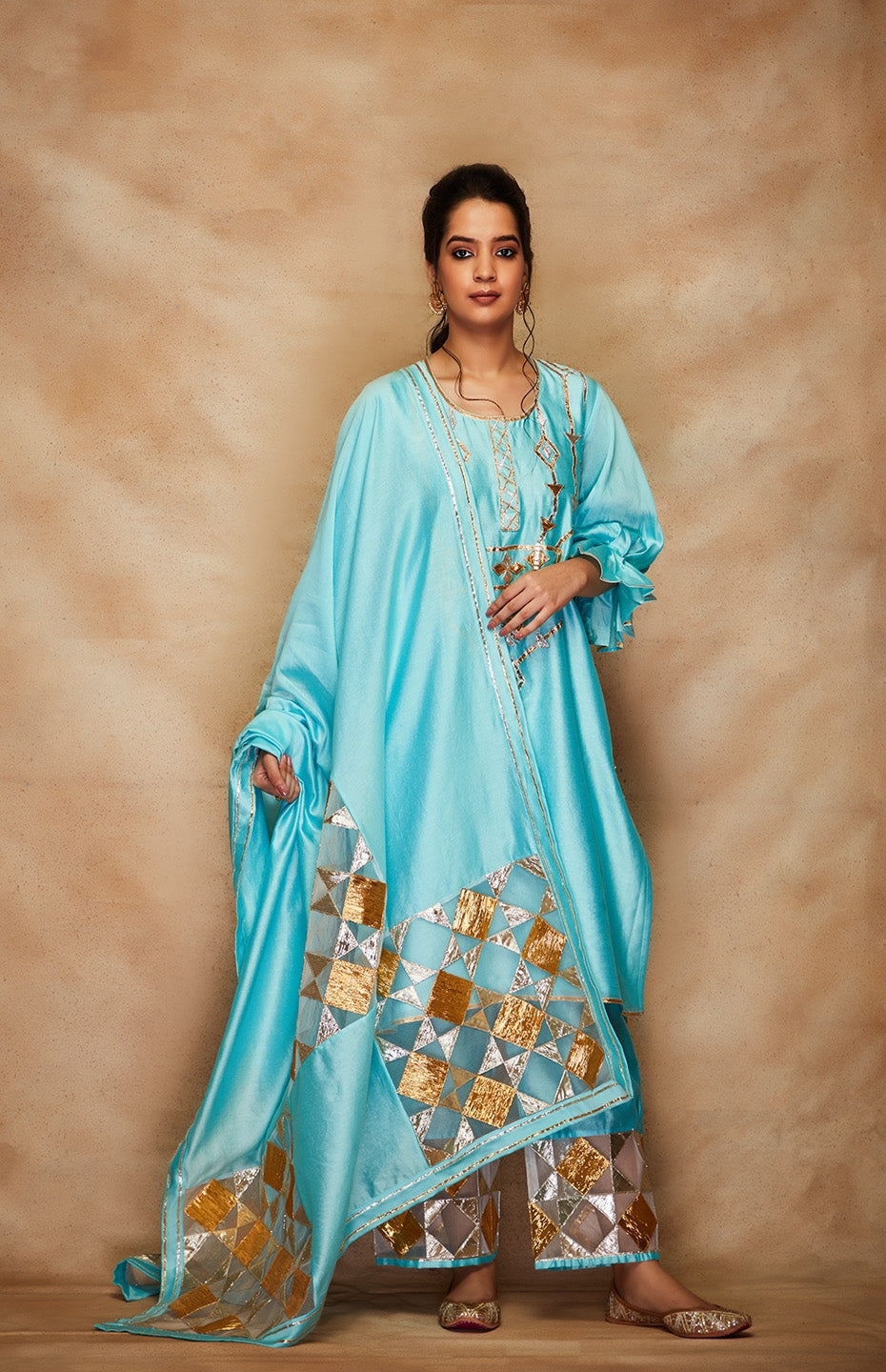 Blue Chanderi Silk Gota Dupatta