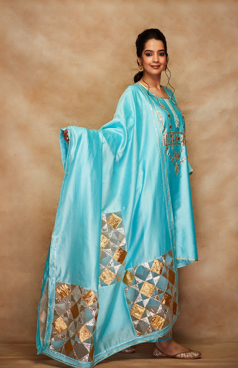 Blue Chanderi Silk Gota Dupatta