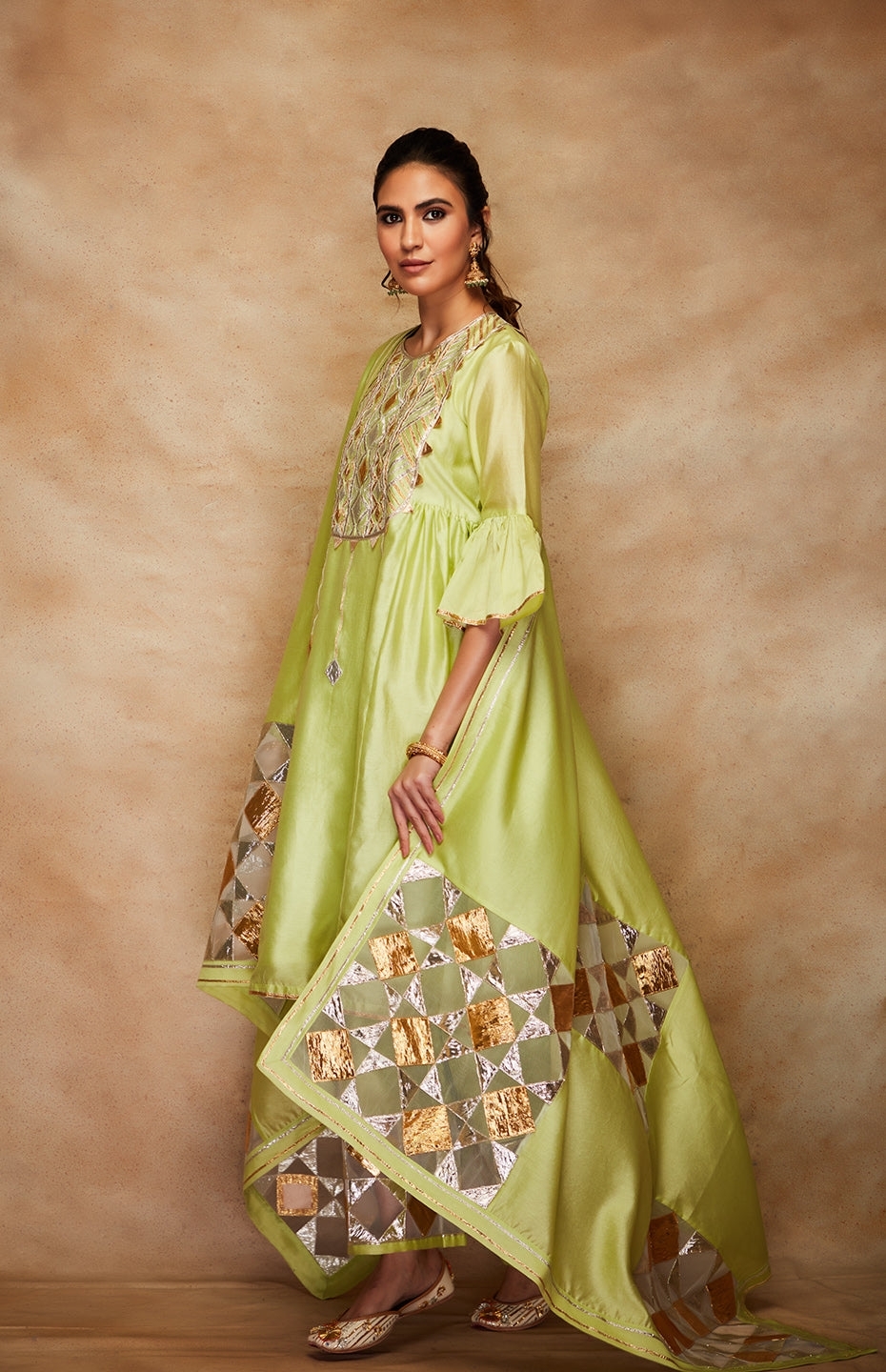 Pista Green Chanderi Silk Gota Dupatta