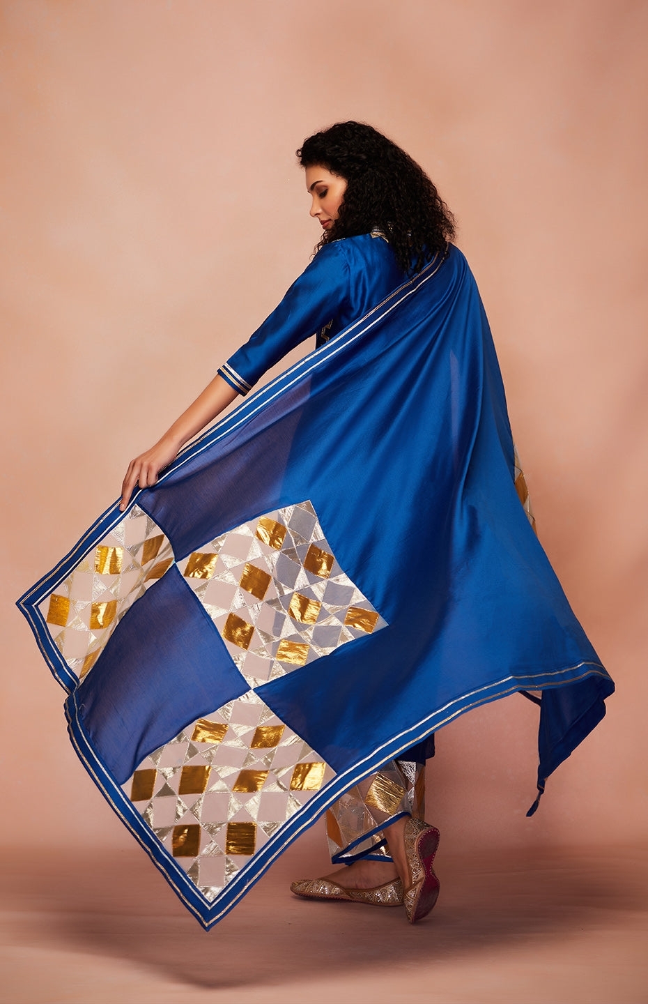 Royal Blue Chanderi Silk Gota Dupatta