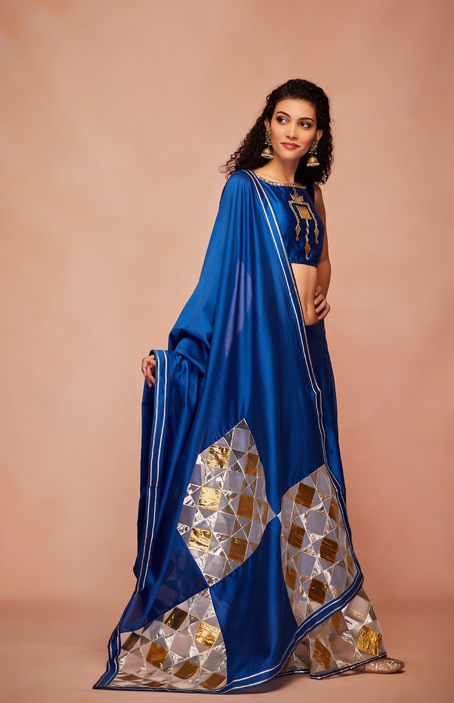 Royal Blue Chanderi Silk Gota Dupatta