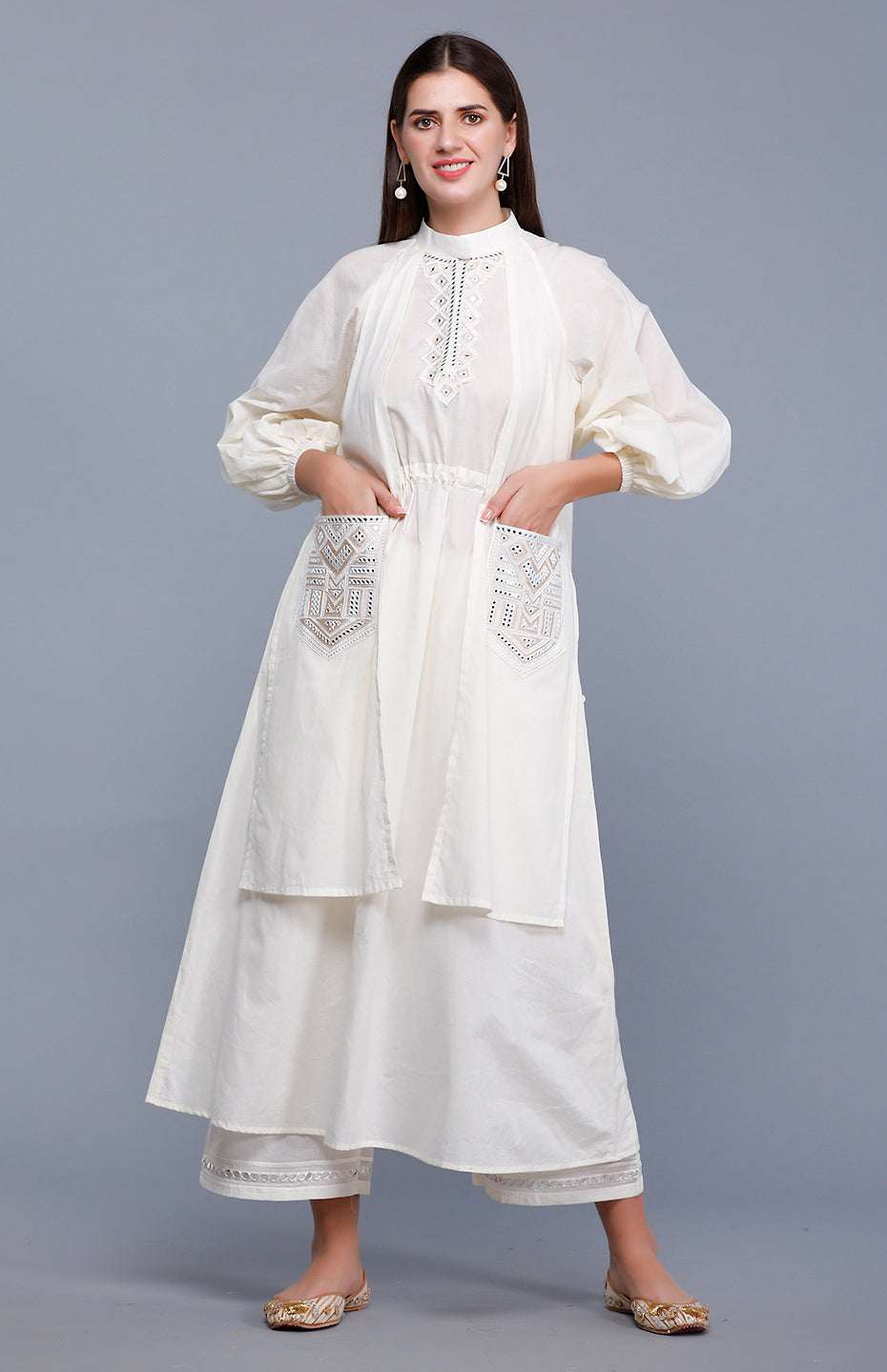Off White Flap Mirror Tunic