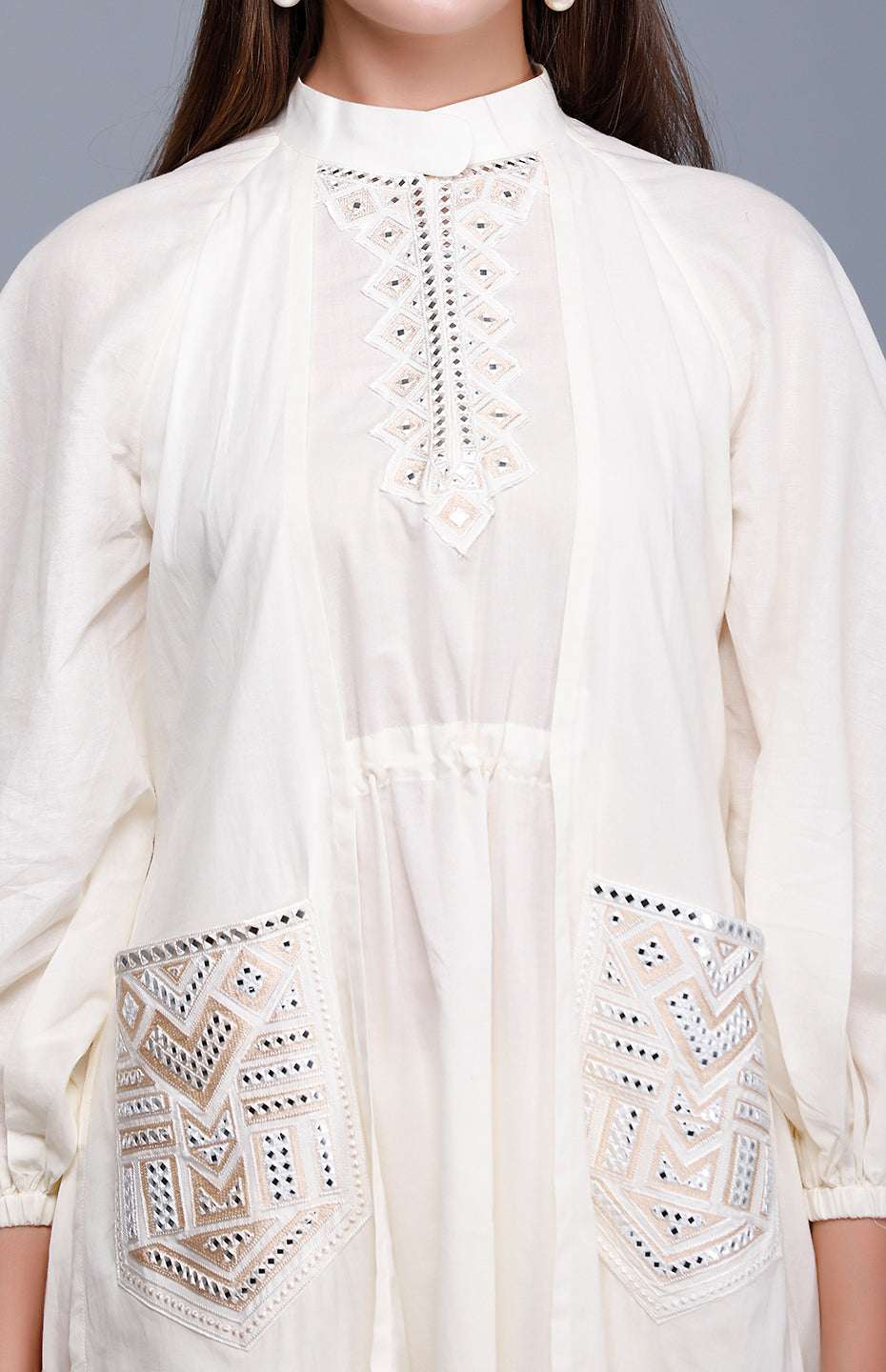 Off White Flap Mirror Tunic