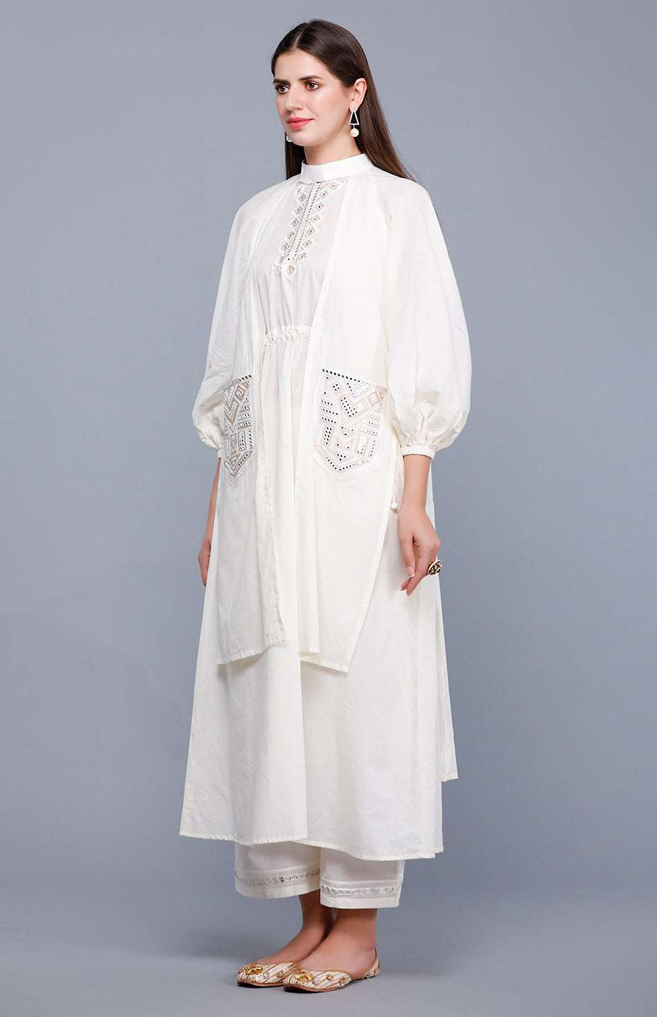 Off White Flap Mirror Tunic