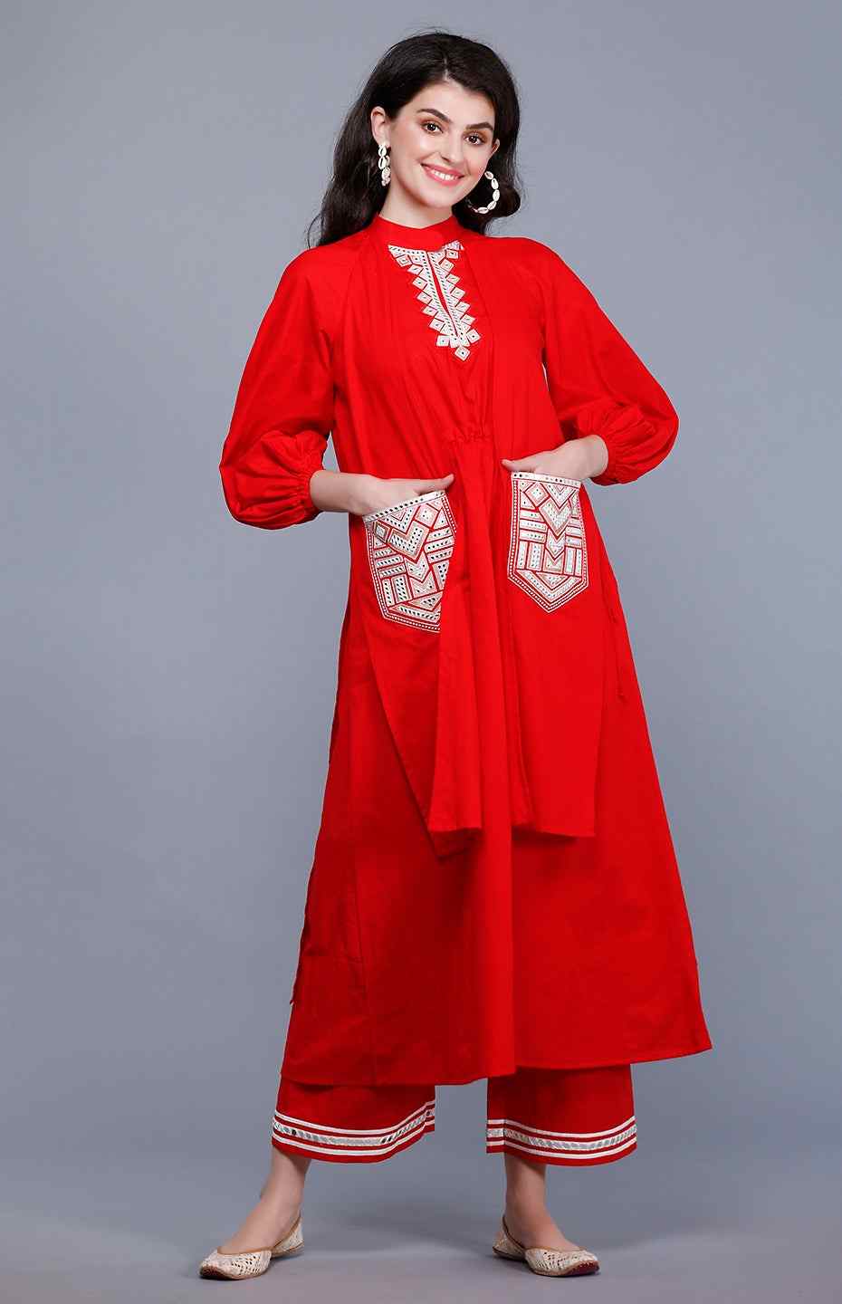 Red Flap Mirror Tunic