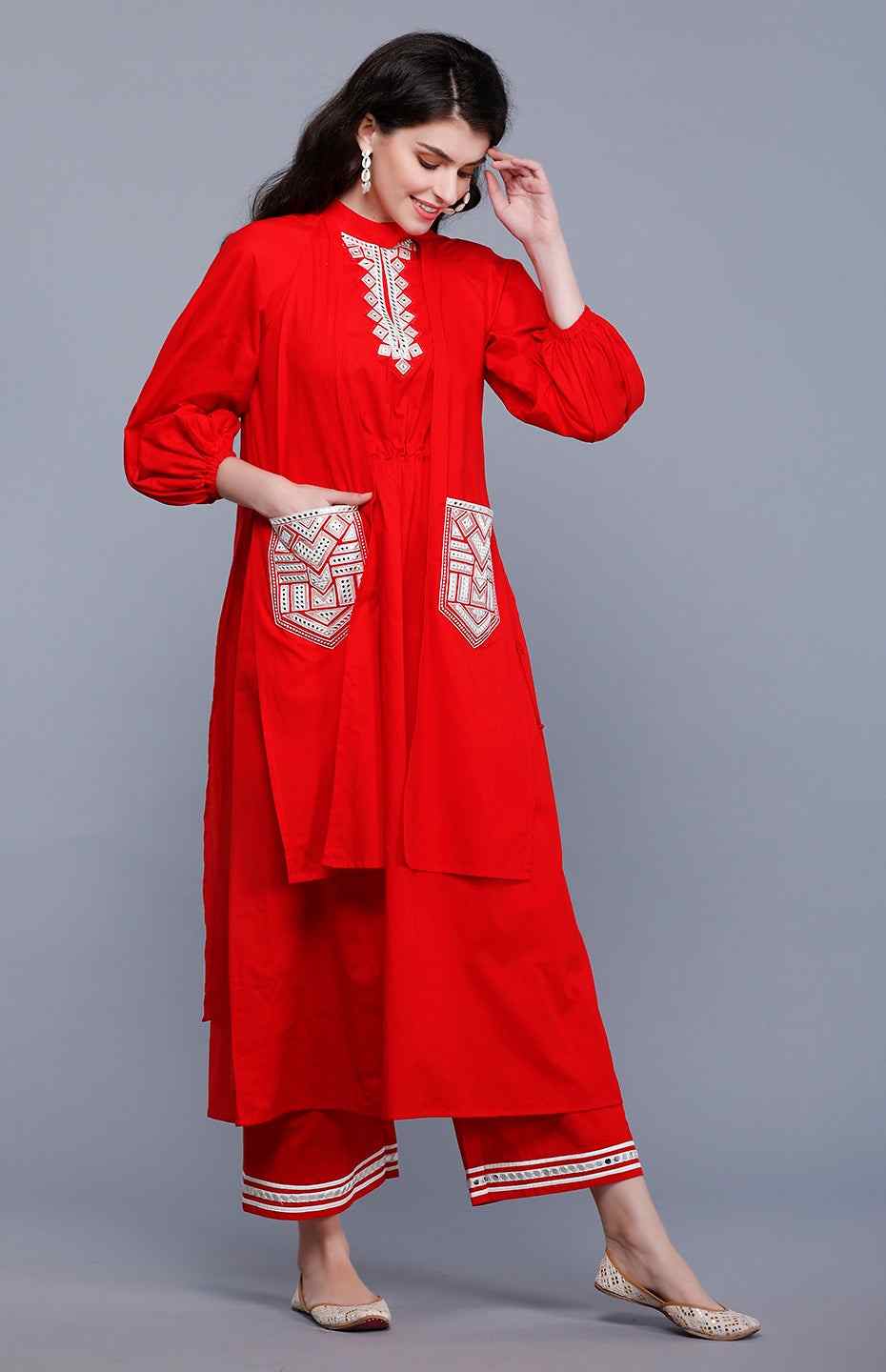 Red Flap Mirror Tunic