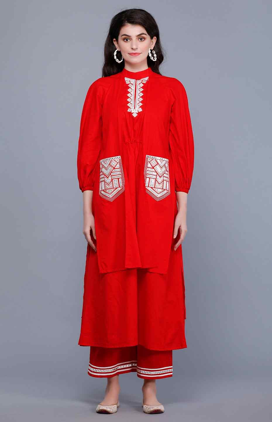 Red Flap Mirror Tunic