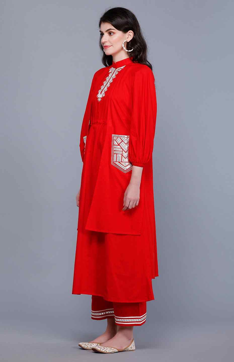 Red Flap Mirror Tunic