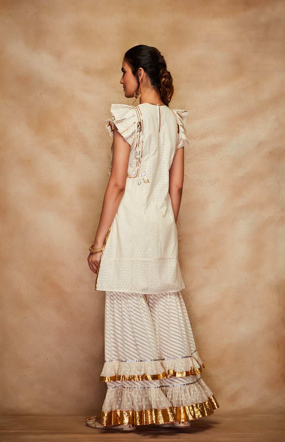 Off White Jamdani Gota Gharara