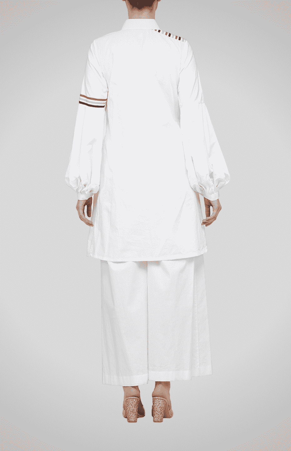 White Gathered Shirt Dress