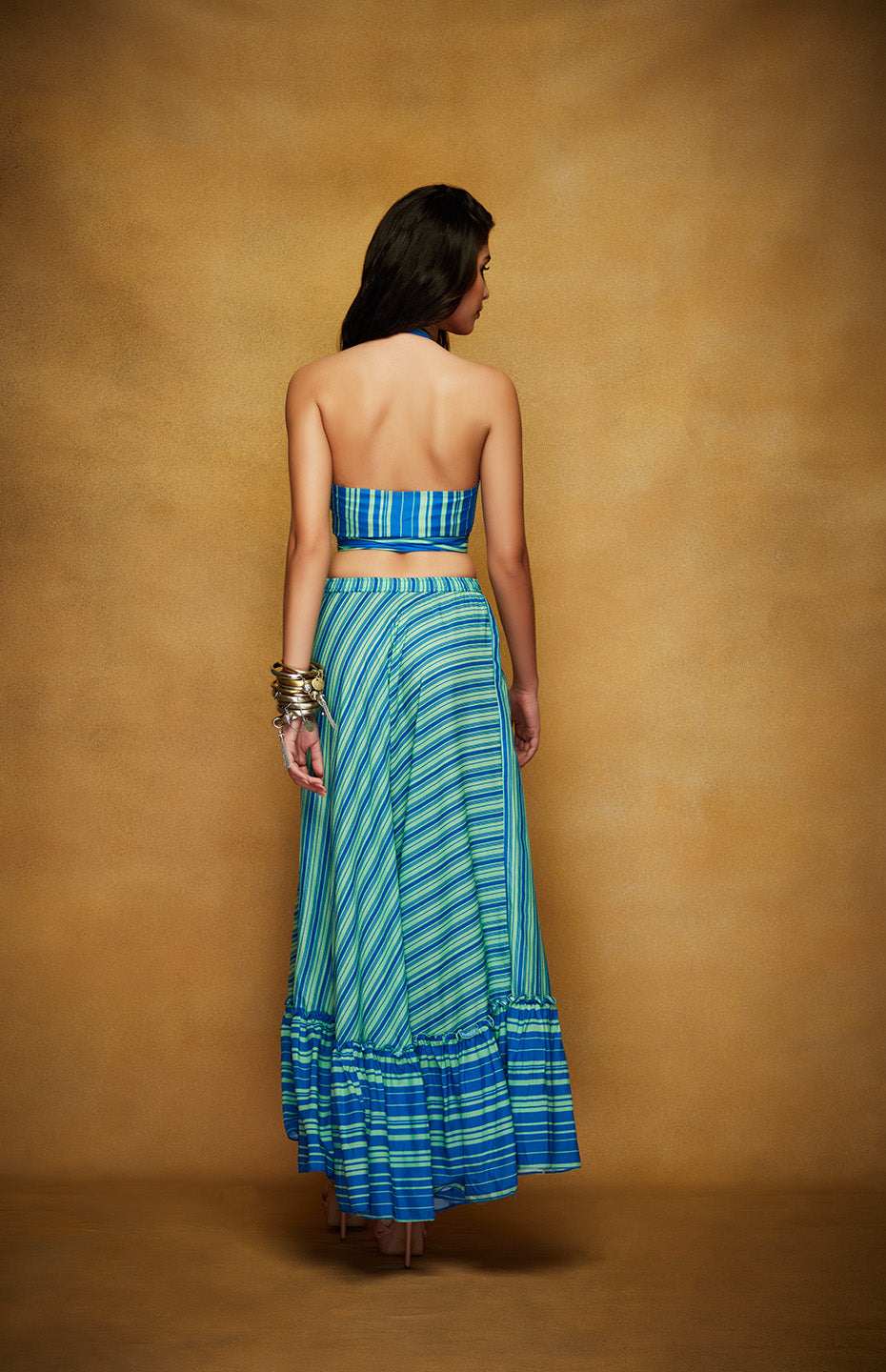 Green & Blue Halter Blouse