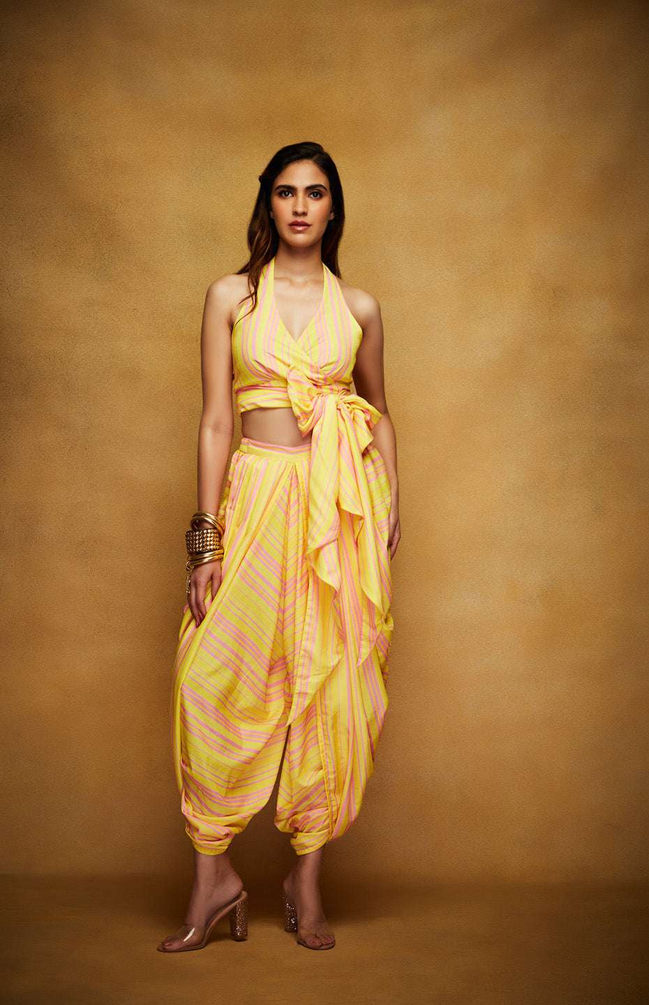 Pink & Yellow Halter Blouse