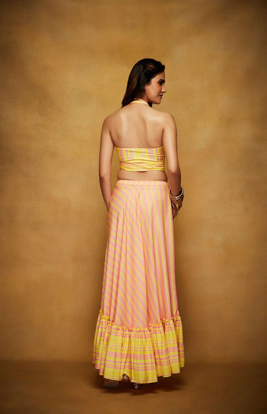 Pink & Yellow Halter Blouse