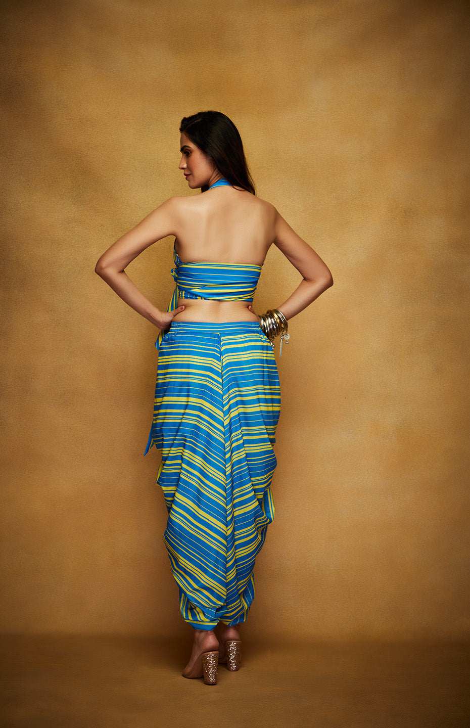 Yellow & Blue Halter Blouse