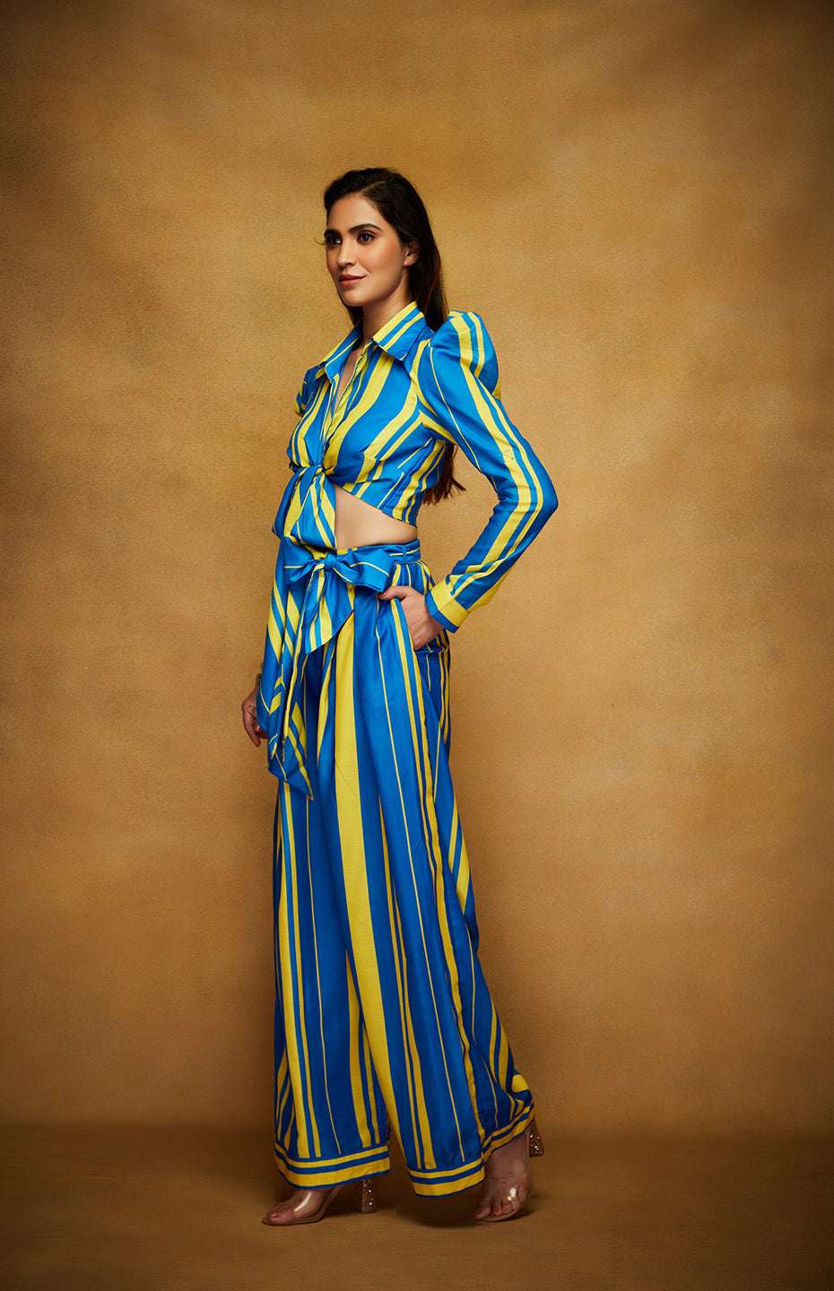 Yellow & Blue High Waisted Pant