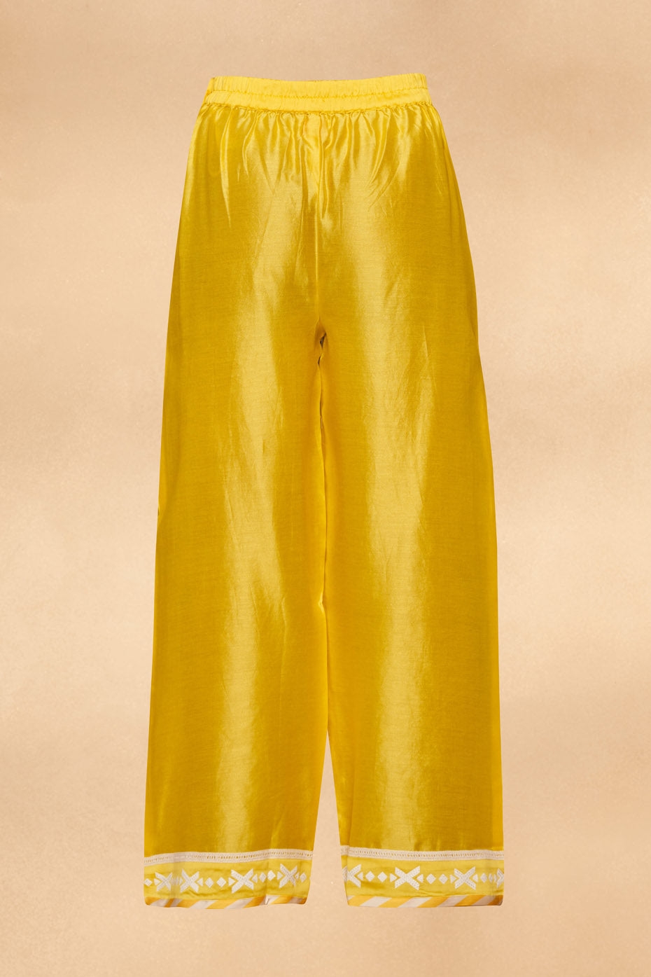 Yellow Applique Straight Pants