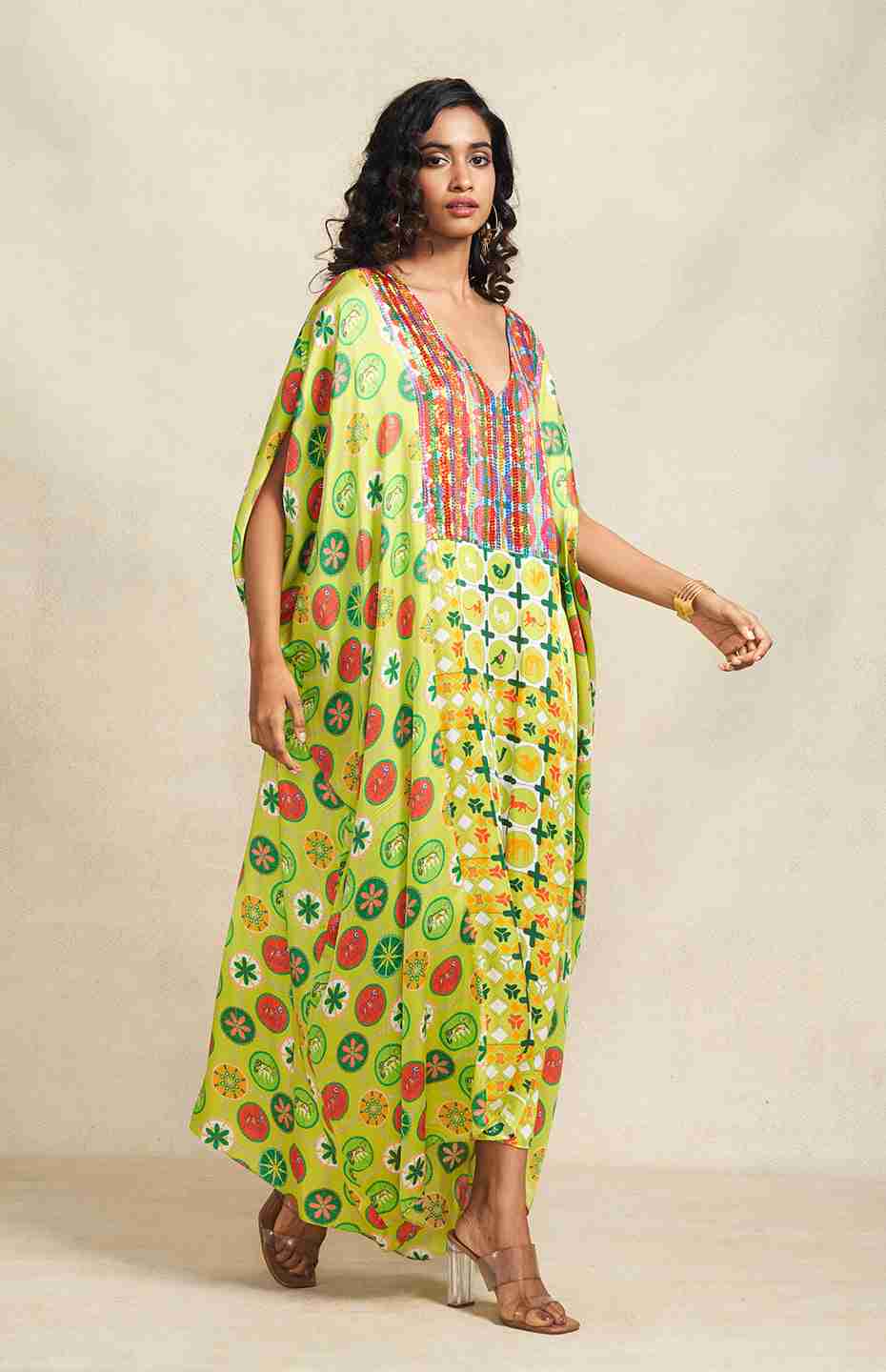 Green Sequins Kaftan